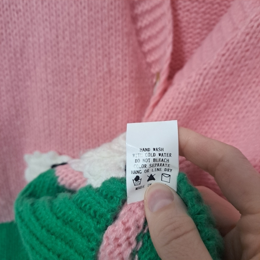 Dreamers By Debut Counting Sheep 3D Bobble Cardigan Pink Small NWOT - Picture 7 of 7
